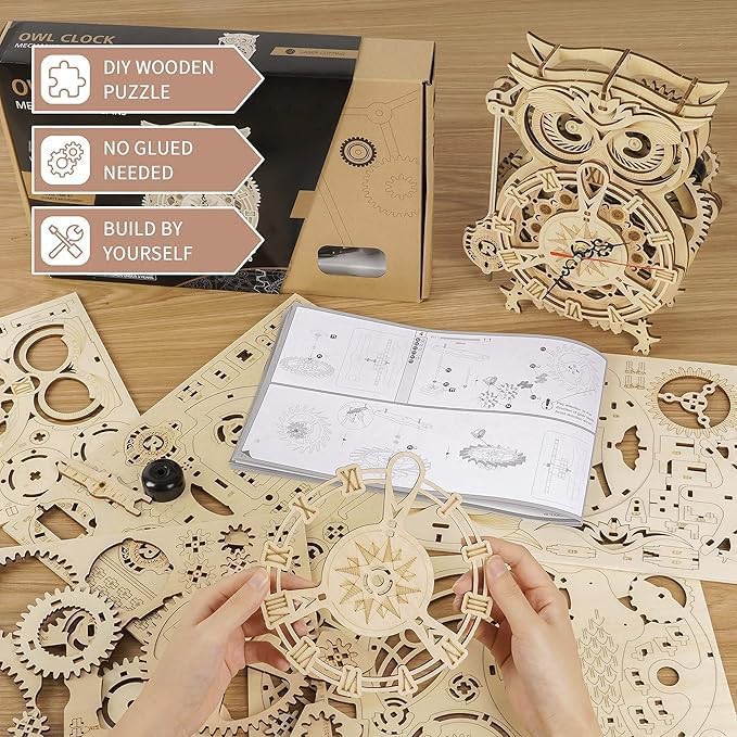 Robotime Eulen Puzzle Pendeluhr